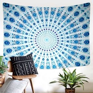 Turquoise Mandala Tapestry Wall Hanging Blanket